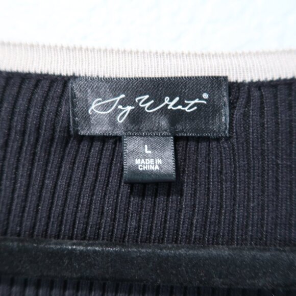 Say What Womens Cropped Top Knit Boat Neck Long Sleeve Black Shirt L - Picture 7 of 12